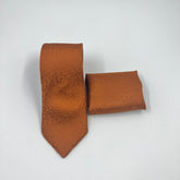 RUST SELF PRINTED TIE & POCKET SQUARE SET